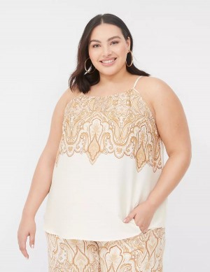 Μπλουζακια Αμανικα γυναικεια Lane Bryant Swing Satin Top ασπρα καφε | VLP5528VF