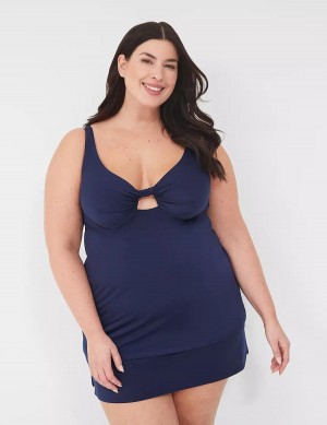 Μπικινι Τοπ γυναικεια Lane Bryant Underwire Knot-Front Tankini μπλε | QLX9965CE