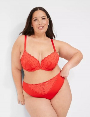 Σουτιέν Μπαλκονέτ γυναικεια Lane Bryant V-Wire Lace βαθυ κοκκινα | HOR5133LL