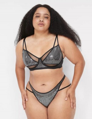 Σουτιέν Χωρίς Επένδυση γυναικεια Lane Bryant Metallic Strappy Demi μαυρα ασημι | PNT3859QR