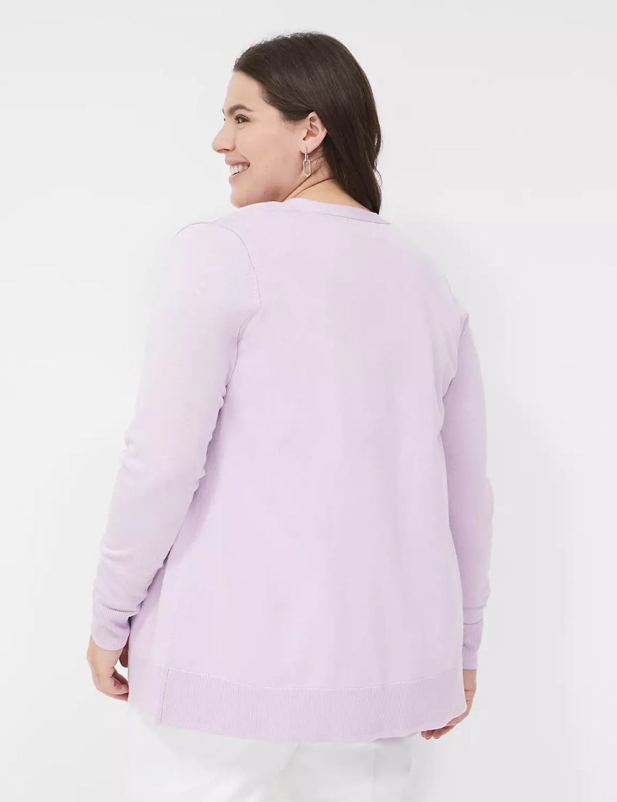 Cardigan γυναικεια Lane Bryant Long-Sleeve Open-Front μωβ | ZSQ7974KU