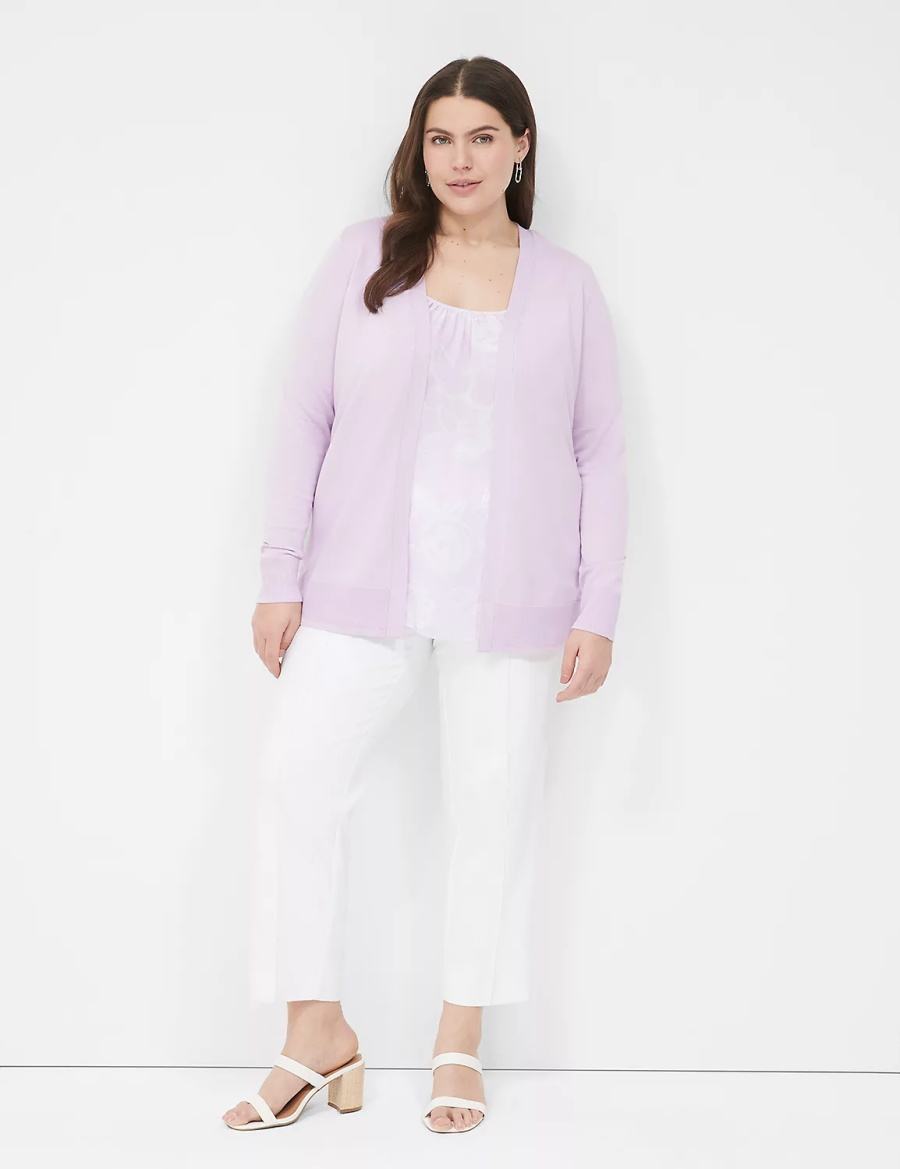 Cardigan γυναικεια Lane Bryant Long-Sleeve Open-Front μωβ | ZSQ7974KU