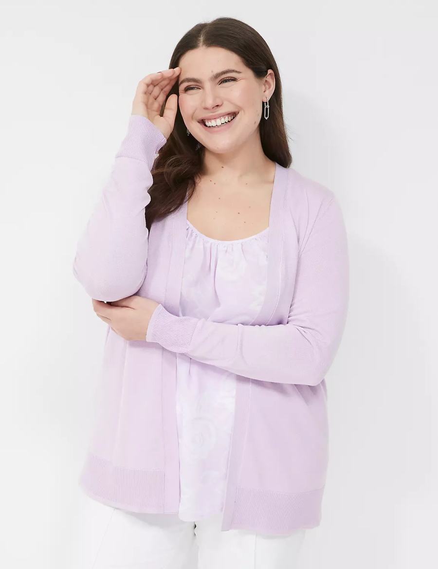 Cardigan γυναικεια Lane Bryant Long-Sleeve Open-Front μωβ | ZSQ7974KU