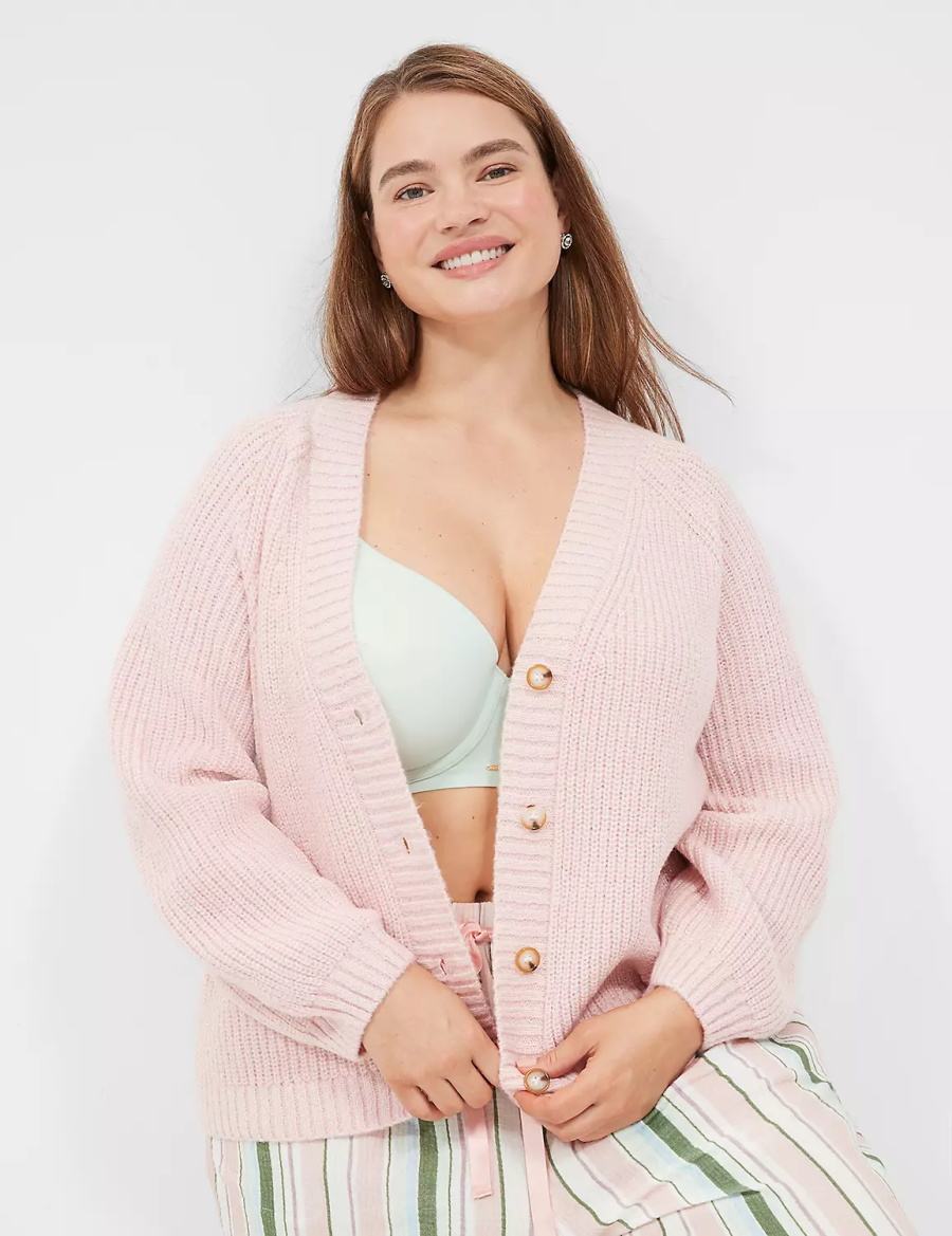 Cardigan γυναικεια Lane Bryant Lurex Knit Sleep ροζ | TDU7376NS