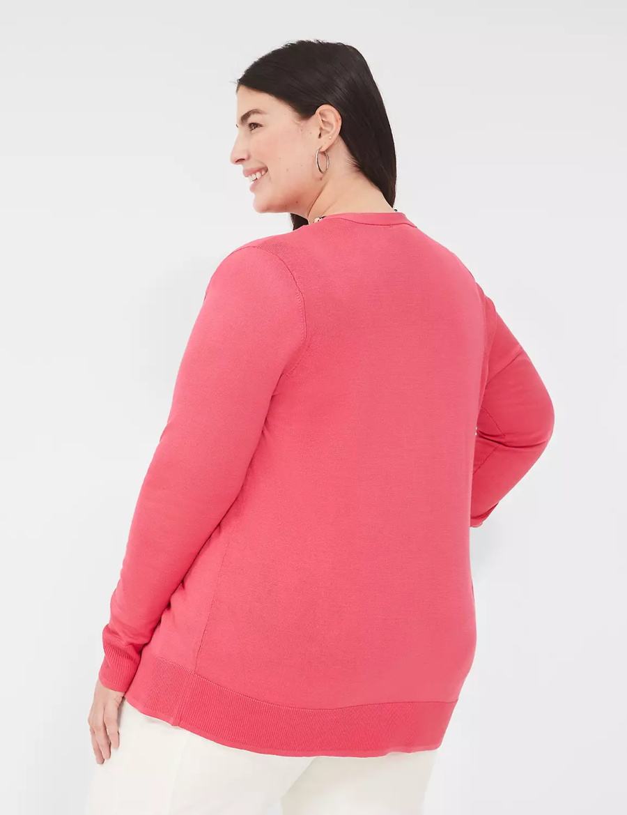 Cardigan γυναικεια Lane Bryant Modern Long-Sleeve Open-Front ροζ | MVY439TM