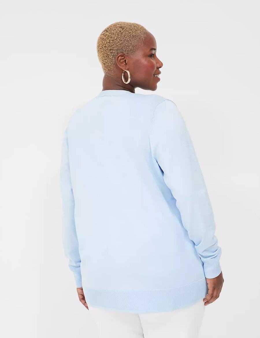 Cardigan γυναικεια Lane Bryant Modern Long-Sleeve Open-Front μπλε | DMO5594TS