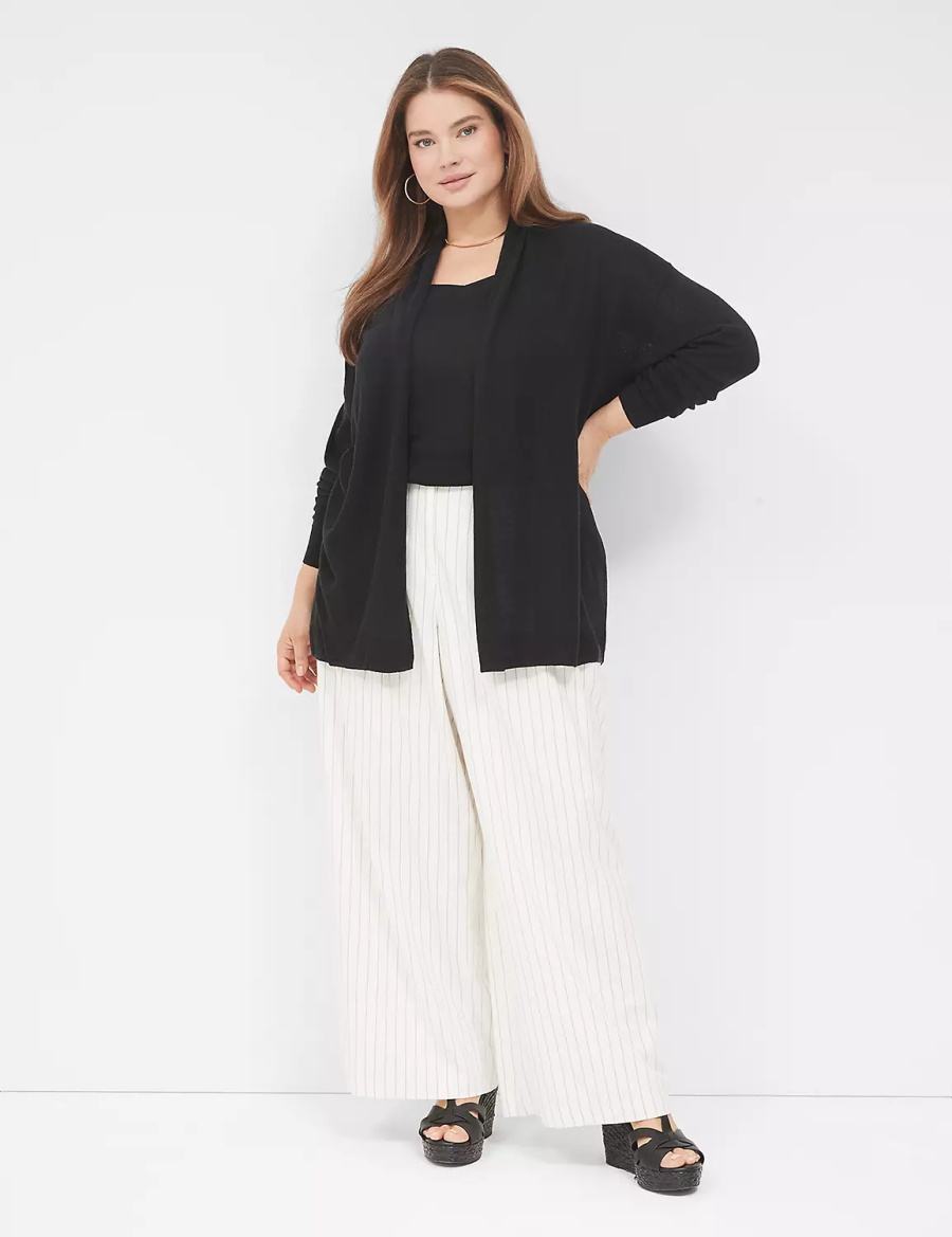 Cardigan γυναικεια Lane Bryant Open-Front Shawl Collar μαυρα | YEN7060NU