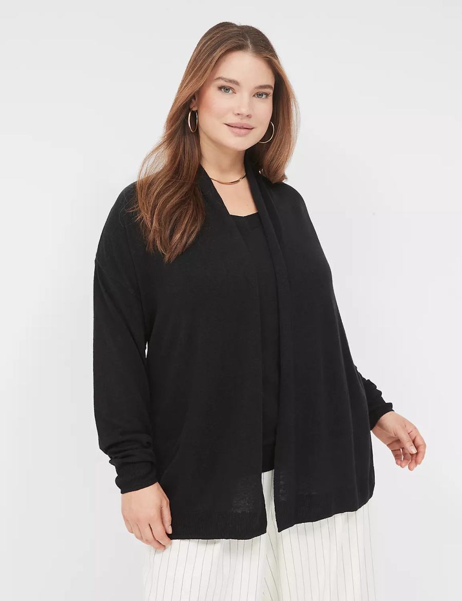 Cardigan γυναικεια Lane Bryant Open-Front Shawl Collar μαυρα | YEN7060NU