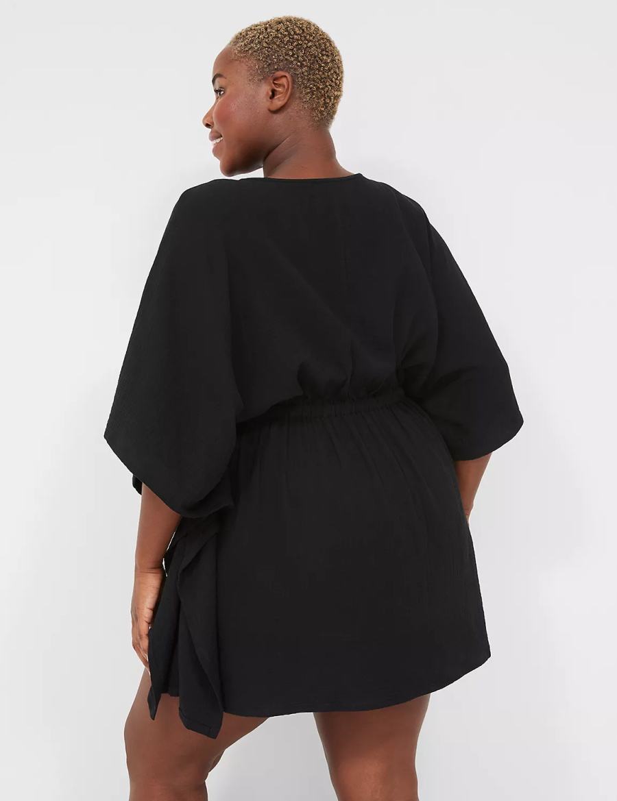 Cover Ups γυναικεια Lane Bryant Woven Crinkle μαυρα | IXA3071PP