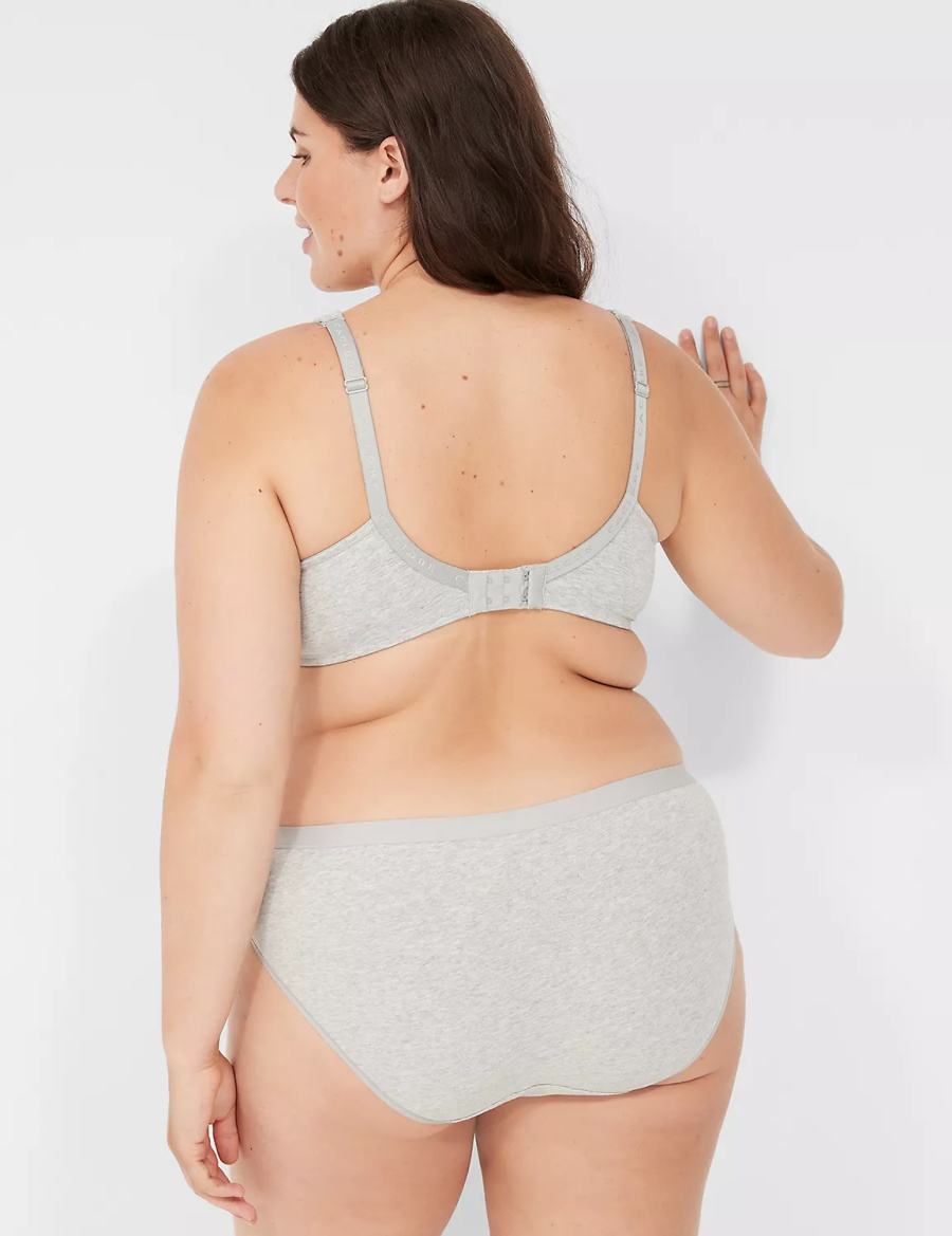 Hipster Panty γυναικεια Lane Bryant Cotton With Lace Waist ανοιχτο γκρι | IAI6171GL