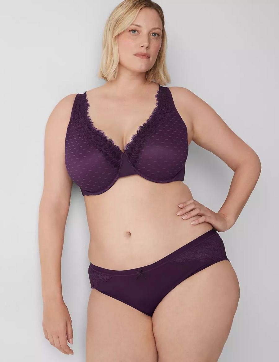 Hipster Panty γυναικεια Lane Bryant No-Show Lace-Back μωβ | FHS8715FC