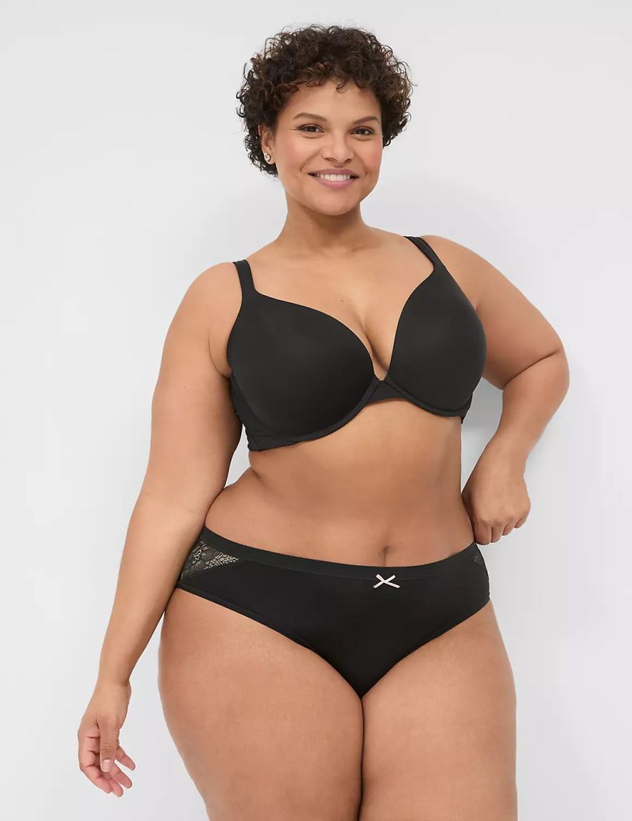 Hipster Panty γυναικεια Lane Bryant No-Show With Lace Trim μαυρα | LGU4659KB