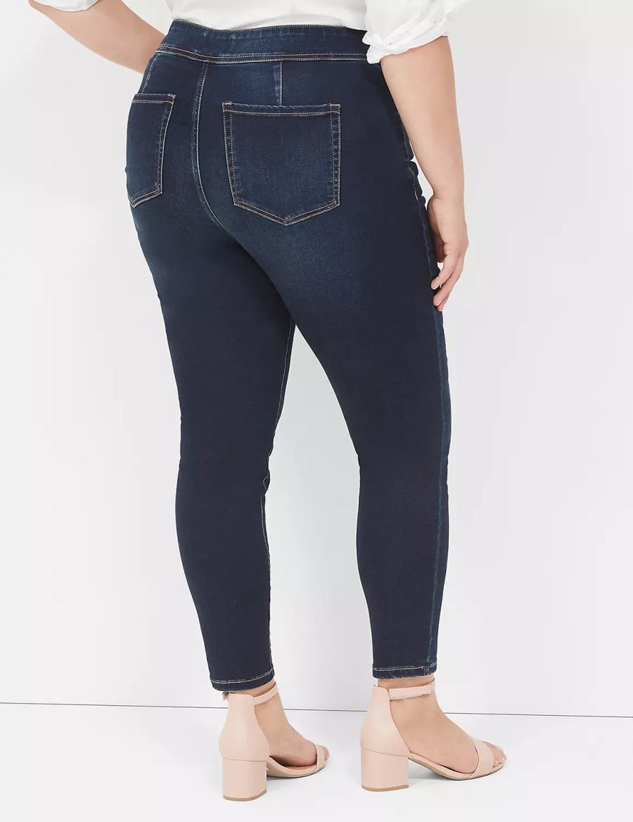 Jeggings γυναικεια Lane Bryant High-Rise Sateen 3-Button σκούρο μπλε | QTA7270IY