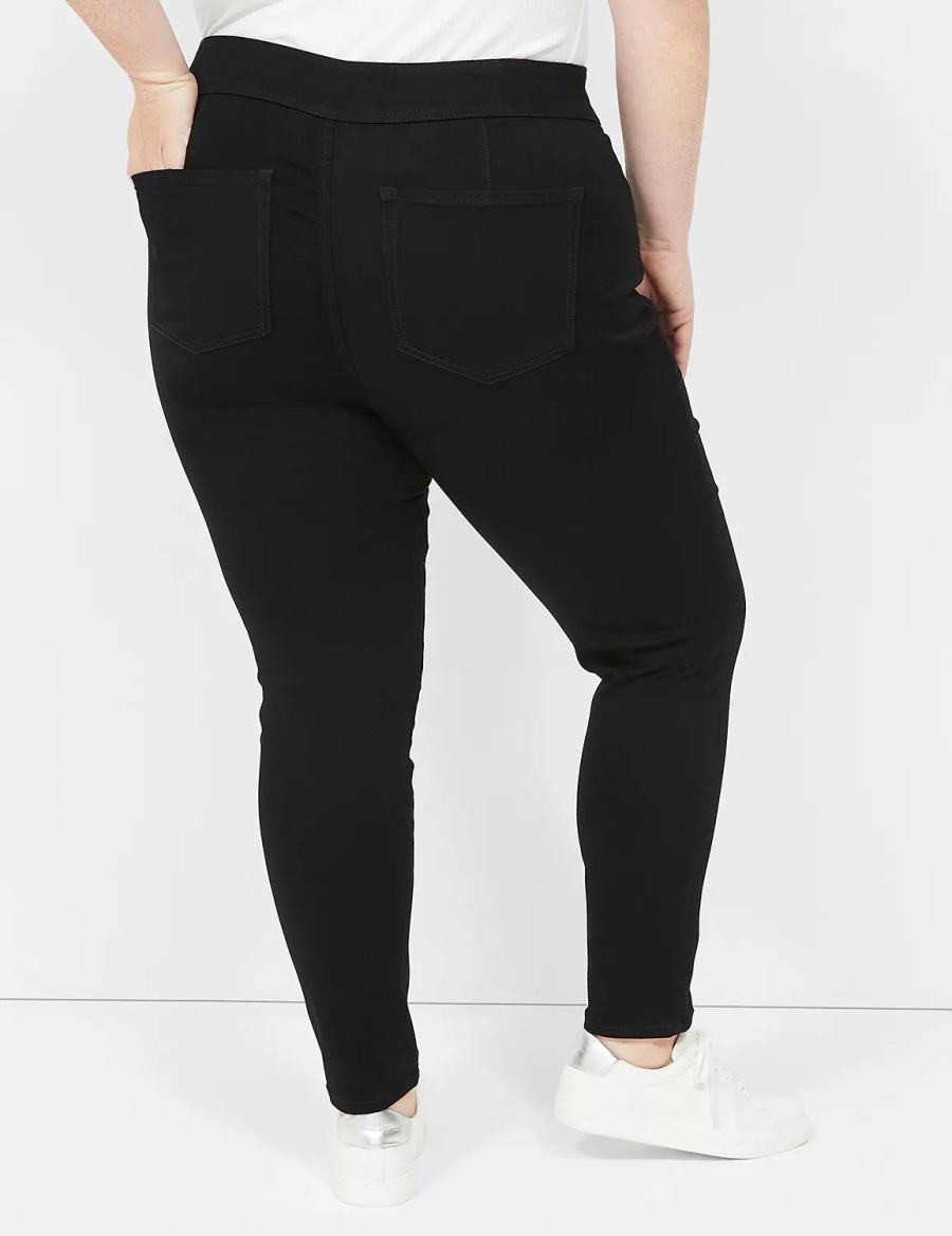 Jeggings γυναικεια Lane Bryant High-Rise Sateen 3-Button μαυρα | FDI9675UL