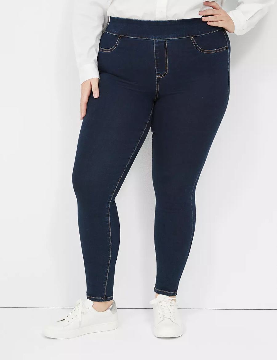 Jeggings γυναικεια Lane Bryant High-Rise Sateen Pull-On σκούρο μπλε | JQK871GV