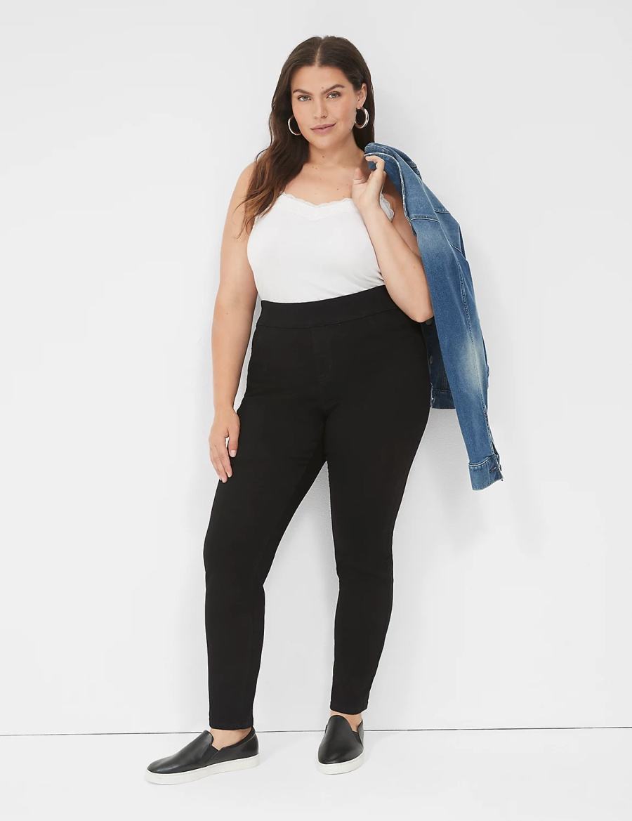 Jeggings γυναικεια Lane Bryant High-Rise Sateen Pull-On μαυρα | SZW7356CW