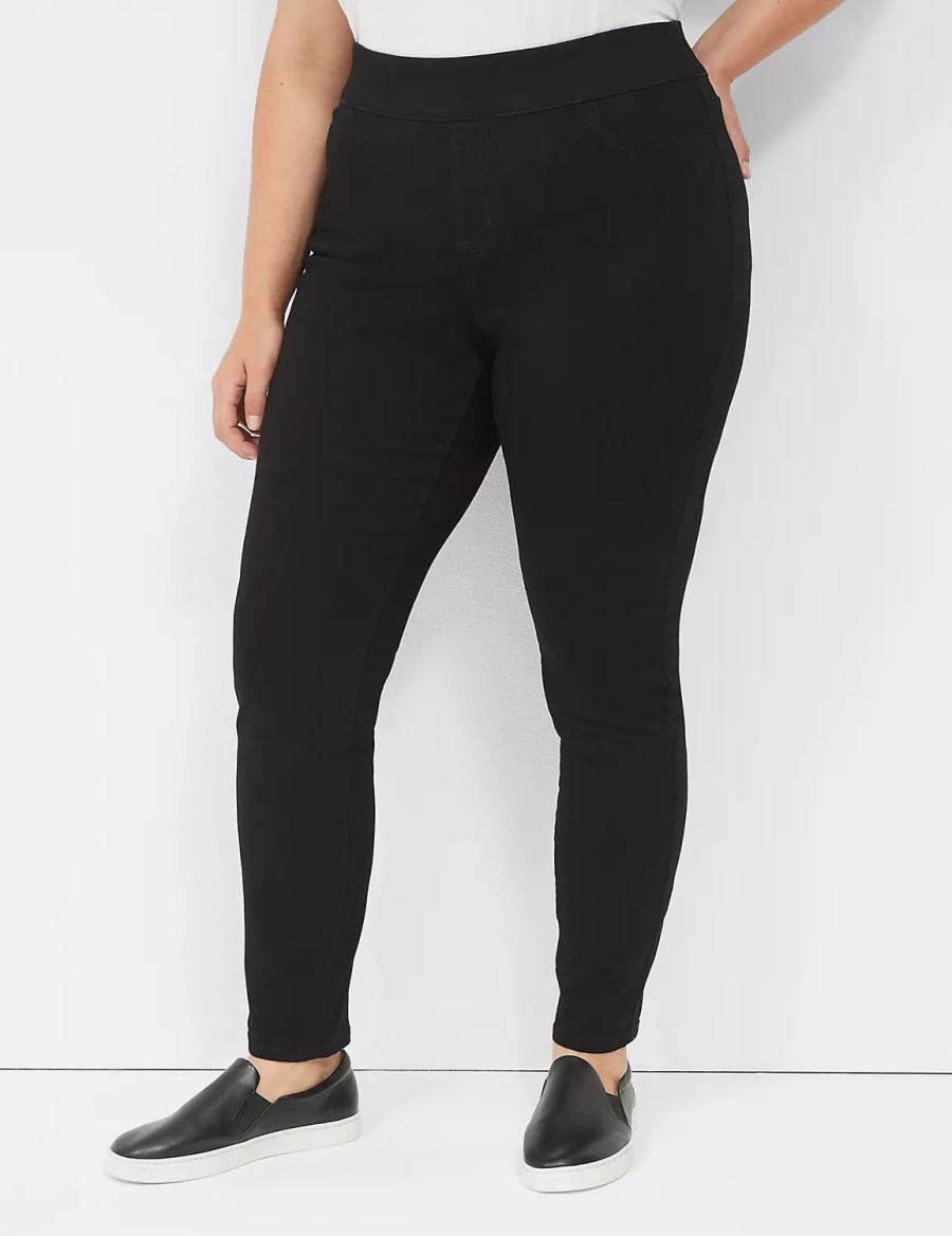 Jeggings γυναικεια Lane Bryant High-Rise Sateen Pull-On μαυρα | SZW7356CW