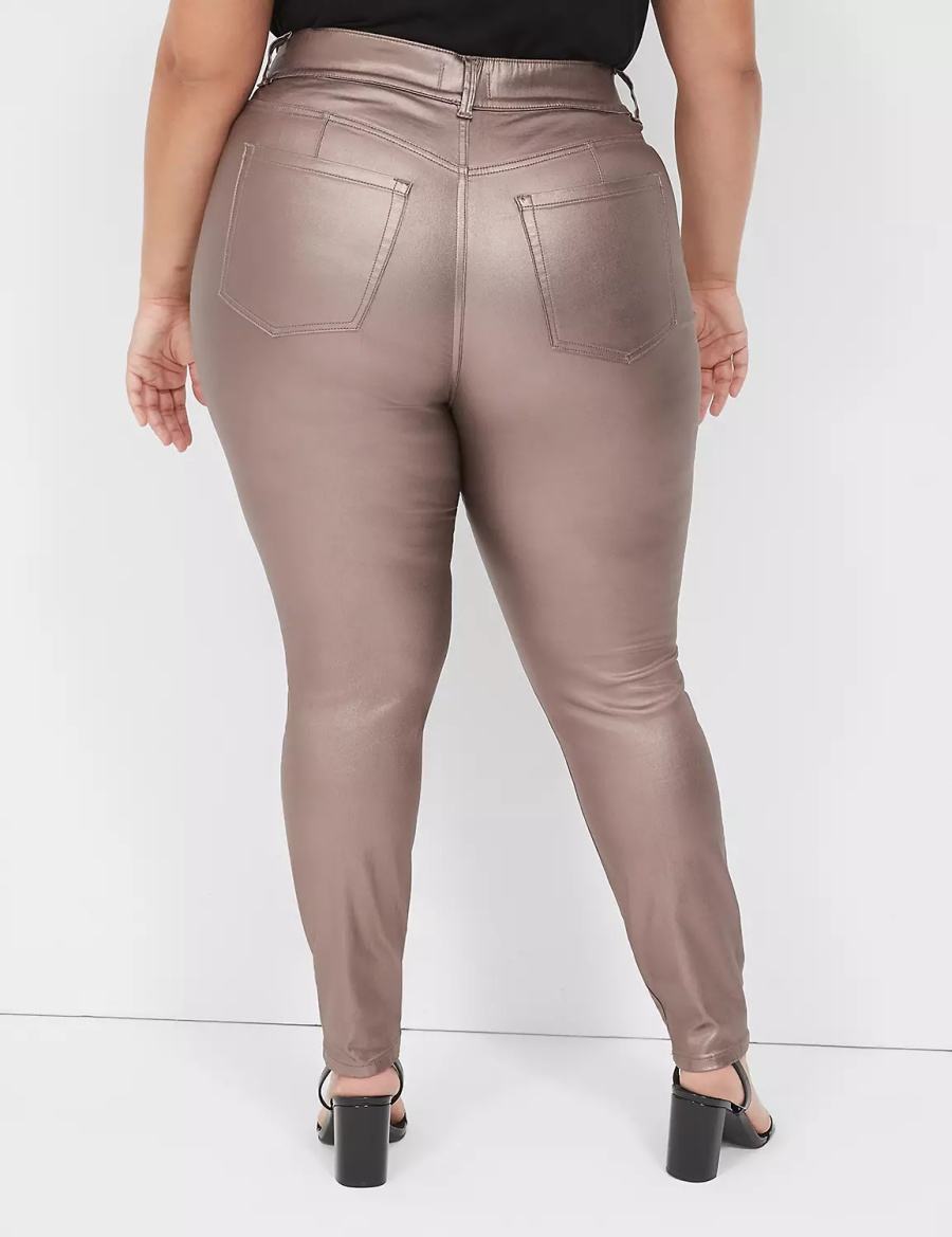 Jeggings γυναικεια Lane Bryant Pull-On High-Rise Coated Metallic καφε | MQU7620SC