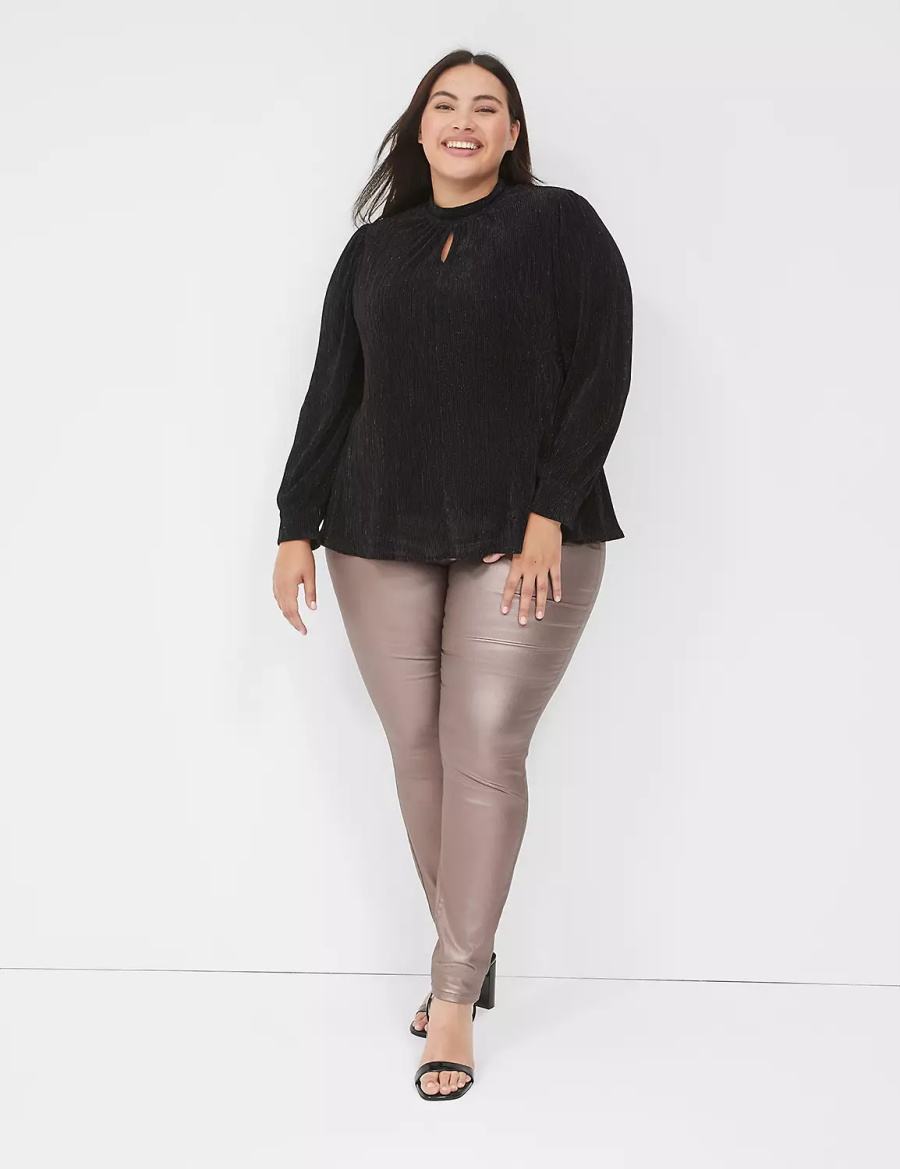 Jeggings γυναικεια Lane Bryant Pull-On High-Rise Coated Metallic καφε | MQU7620SC