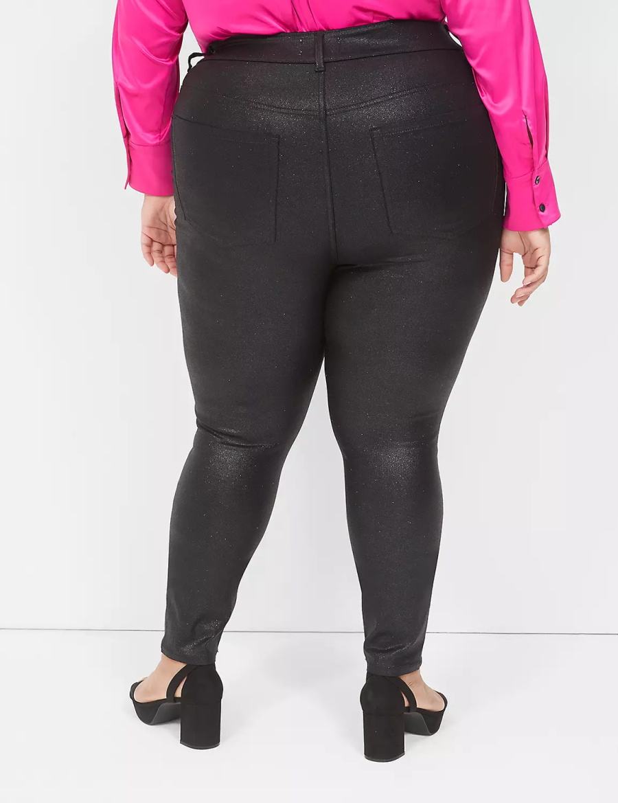 Jeggings γυναικεια Lane Bryant Pull-On High-Rise Sparkle μαυρα | PMT3149ZI