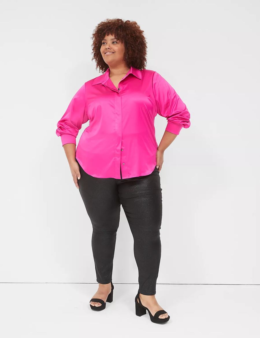 Jeggings γυναικεια Lane Bryant Pull-On High-Rise Sparkle μαυρα | PMT3149ZI