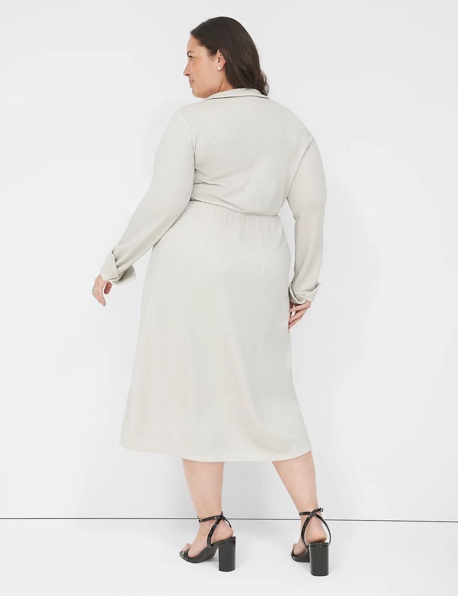 Maxi Φόρεμα γυναικεια Lane Bryant Lurex Faux-Wrap Collar γκρι | BNO823QJ