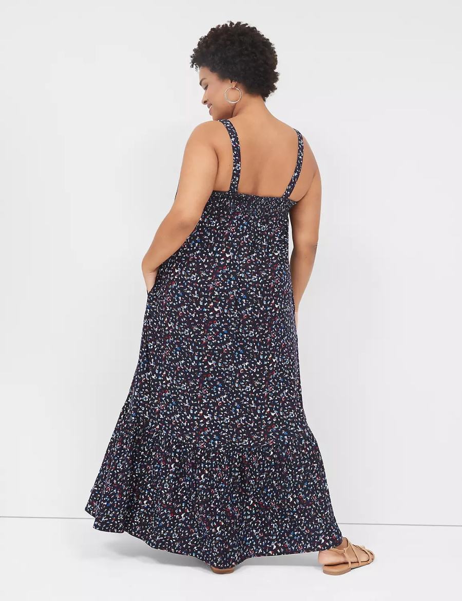 Maxi Φόρεμα γυναικεια Lane Bryant Square-Neck Convertible-Strap σκούρο μπλε | KPS5430TT