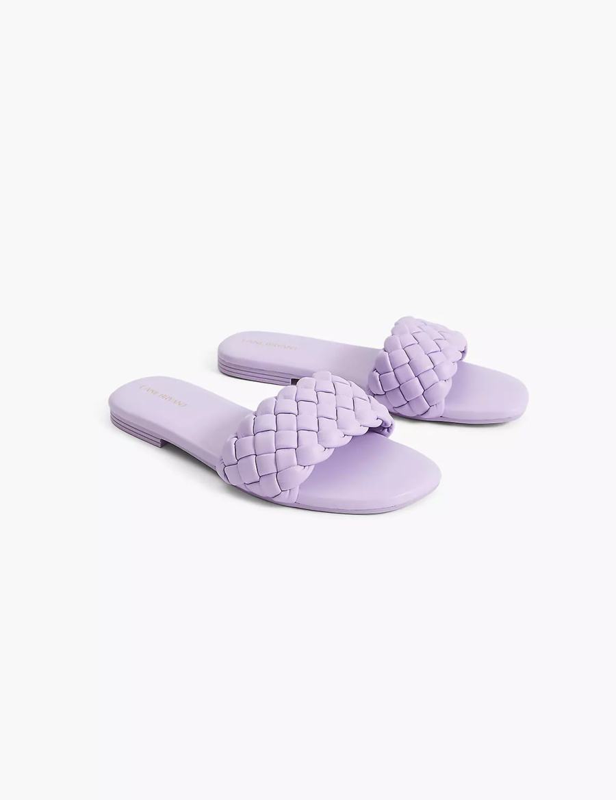 Σανδάλια Slide γυναικεια Lane Bryant Dream Cloud Braided Faux-Leather μωβ | NZR511SM