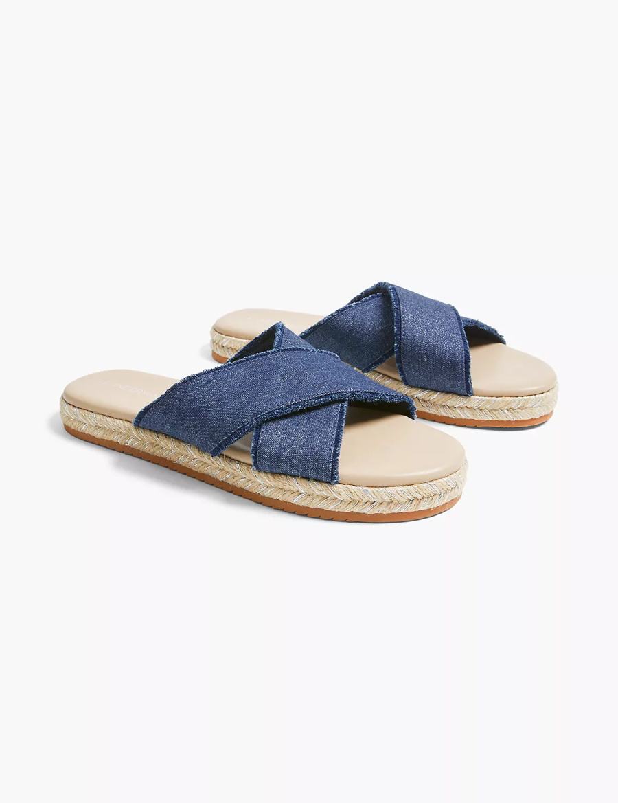 Σανδάλια Slide γυναικεια Lane Bryant Dream Cloud Criss-Cross Espadrille σκουρο μπλε | LFL8818XB