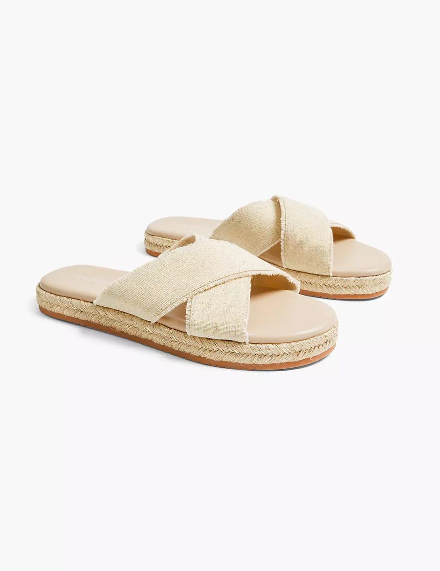 Σανδάλια Slide γυναικεια Lane Bryant Dream Cloud Criss-Cross Espadrille Μπεζ | GYO604RU