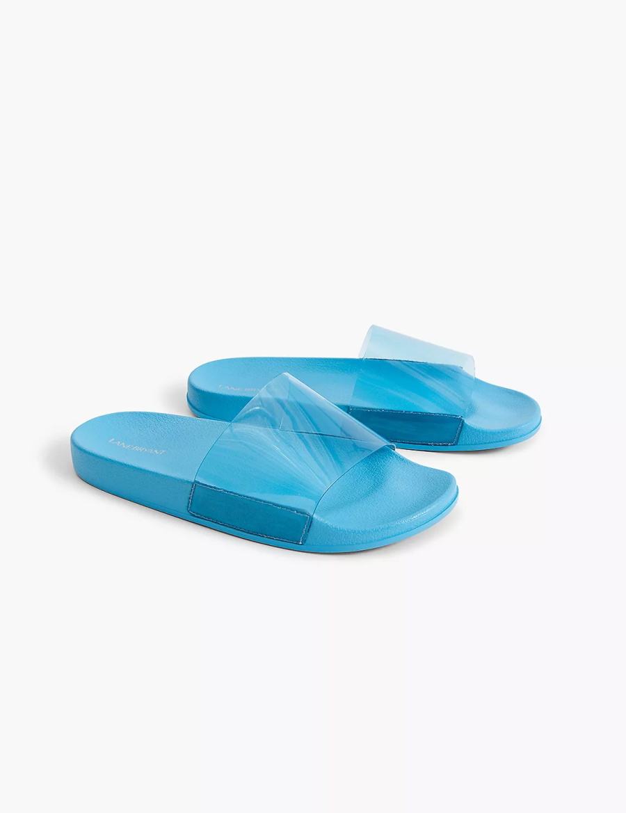 Σανδάλια Slide γυναικεια Lane Bryant Jelly Pool μπλε | TKJ6041ZS