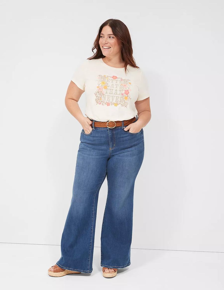 μπλουζακια γυναικεια Lane Bryant Better Late Than Never Graphic Tee ασπρα | KZJ4465QY