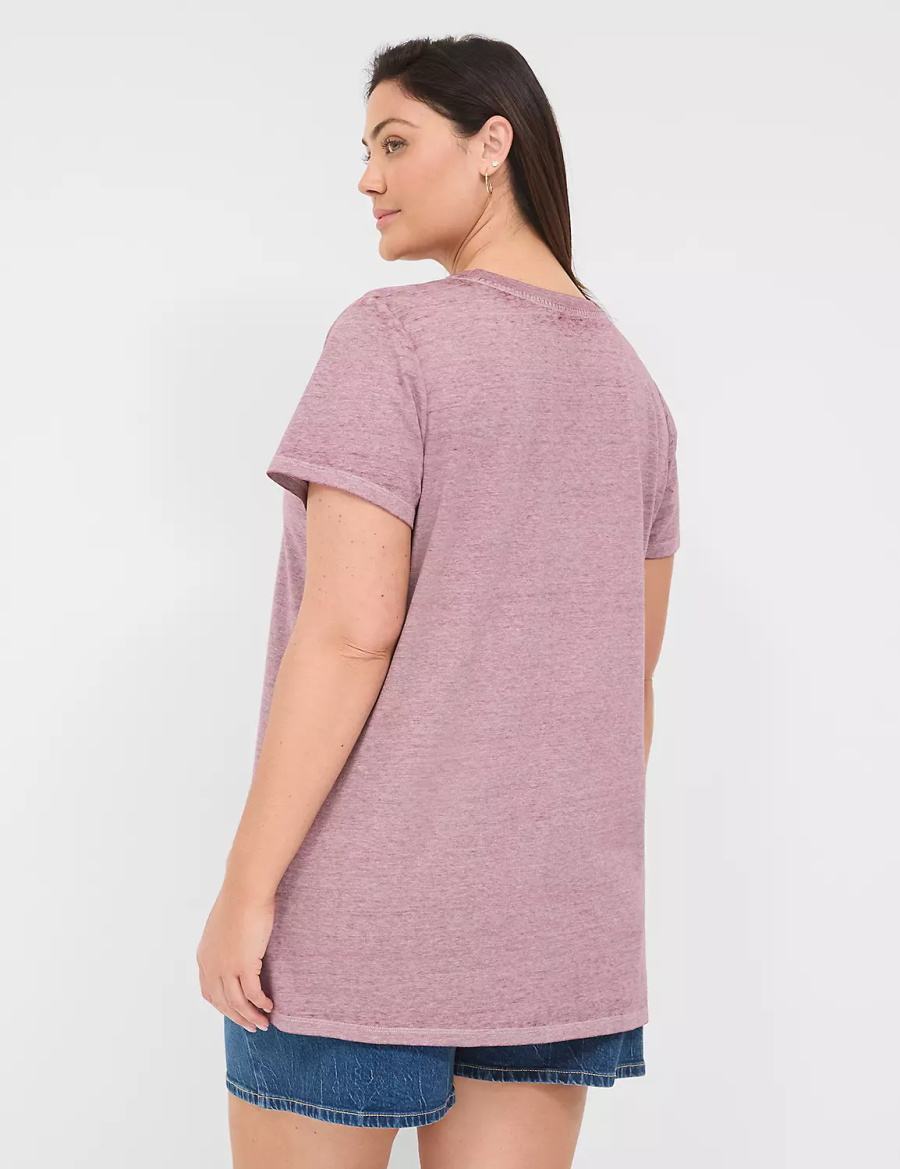 μπλουζακια γυναικεια Lane Bryant Blessed Graphic Tee βαθυ μωβ | VPW7513SJ