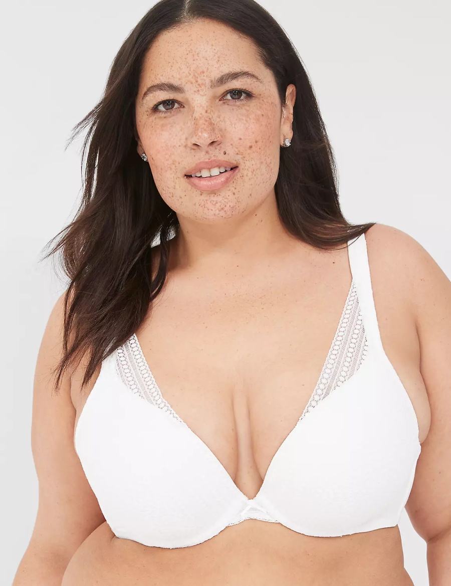 Μπραλέτες γυναικεια Lane Bryant Boost Plunge With Lace ασπρα | FFL7266YU