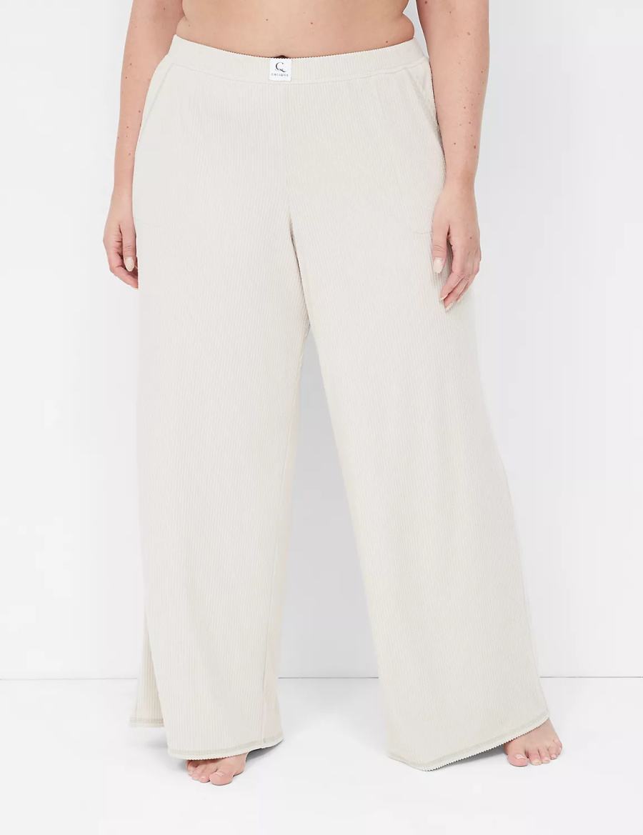 Παντελονι γυναικεια Lane Bryant Brushed Rib Wide Leg Sleep γκρι | GIN8373NG