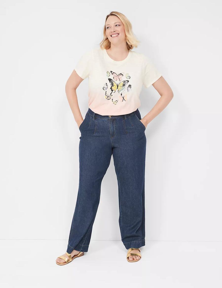 μπλουζακια γυναικεια Lane Bryant Butterflies Graphic Tee ασπρα πορτοκαλι | DRB9095HS