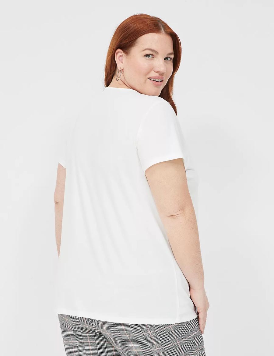 μπλουζακια γυναικεια Lane Bryant Cap-Sleeve Pleat-Front Top ασπρα | HUZ3235GC