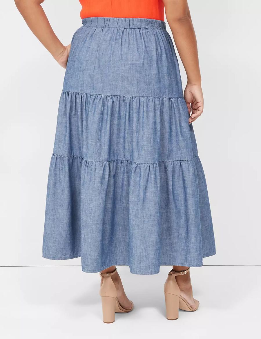 φουστεσ γυναικεια Lane Bryant Chambray Maxi μπλε | QNG5078RY