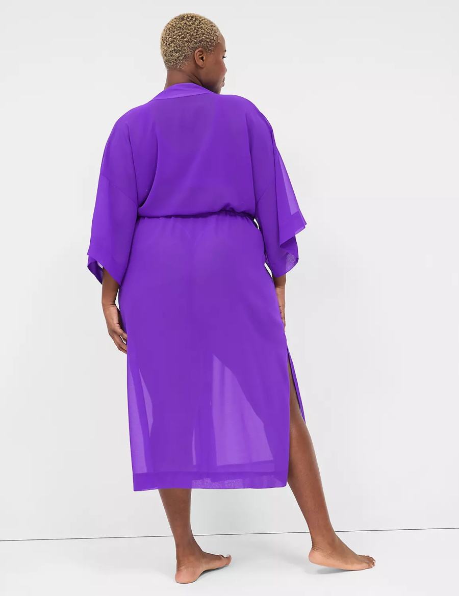 Μπουρνούζι γυναικεια Lane Bryant Chiffon Duster μωβ | KFP6143ZS