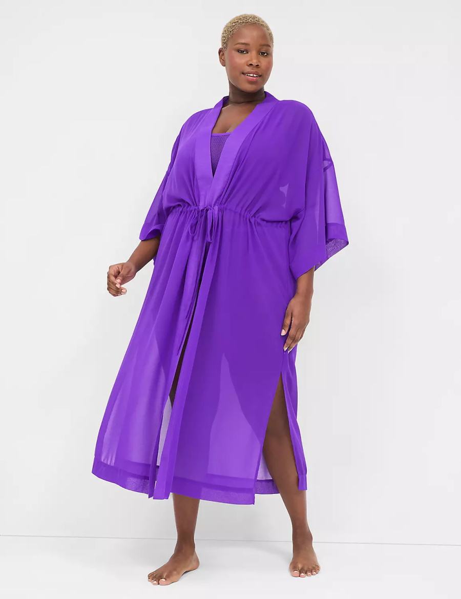 Μπουρνούζι γυναικεια Lane Bryant Chiffon Duster μωβ | KFP6143ZS