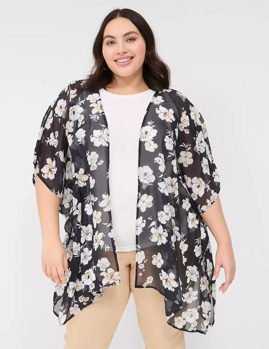 Μπουρνούζι γυναικεια Lane Bryant Chiffon Overpiece σκουρο μπλε | CNA6455NX