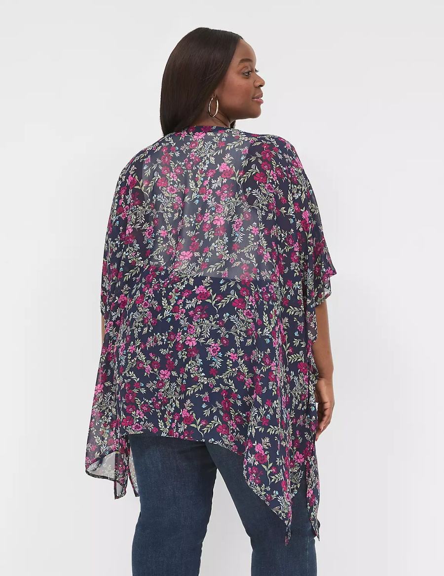 Μπουρνούζι γυναικεια Lane Bryant Chiffon Overpiece σκουρο μπλε | ZQM3666UH