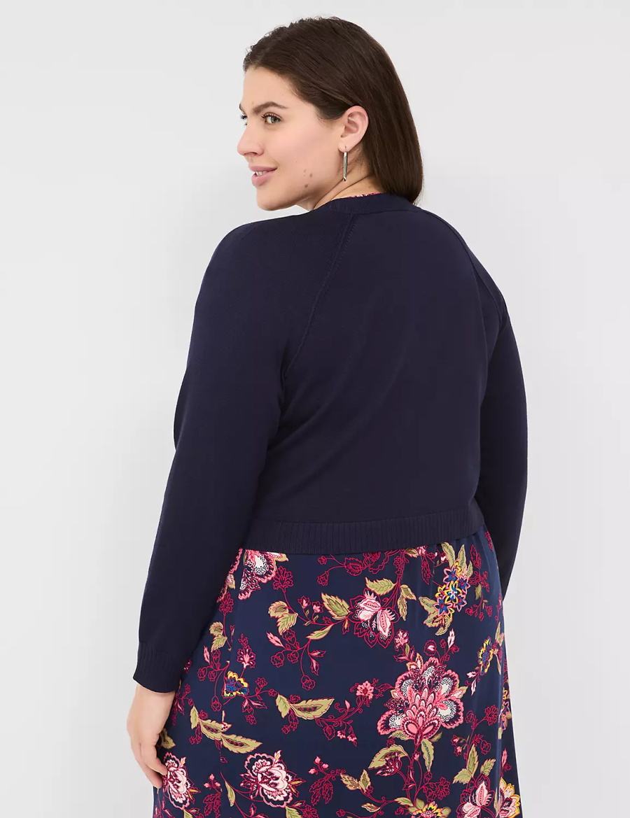 Πουλόβερ γυναικεια Lane Bryant Classic Long Sleeve Open Front Shrug μπλε | SUY554IH