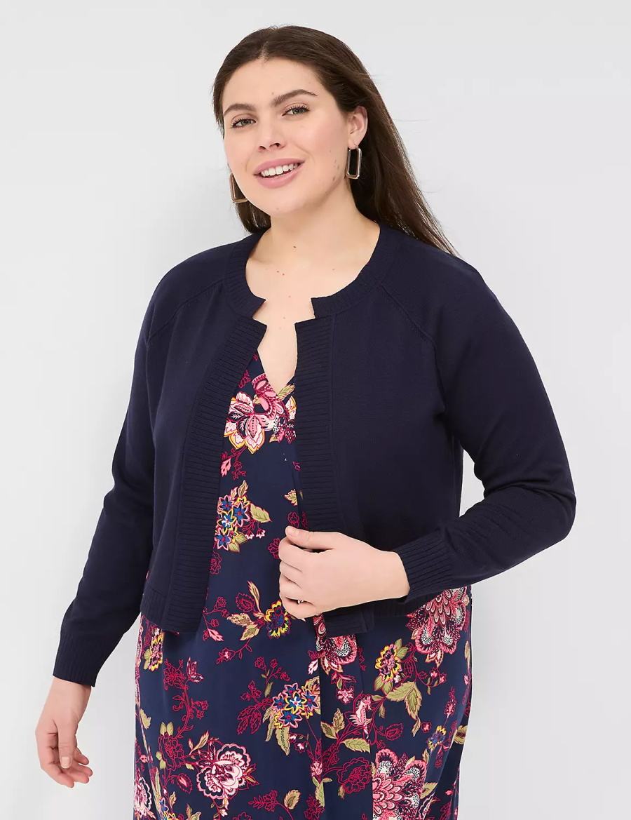 Πουλόβερ γυναικεια Lane Bryant Classic Long Sleeve Open Front Shrug μπλε | SUY554IH