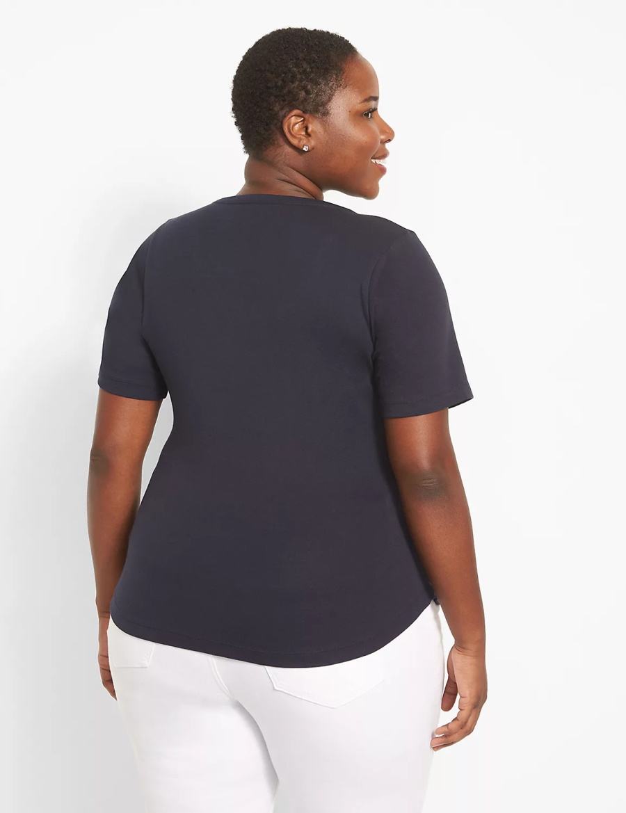 μπλουζακια γυναικεια Lane Bryant Classic Perfect Sleeve Scoop-Neck Tee μπλε | GWU9476WW