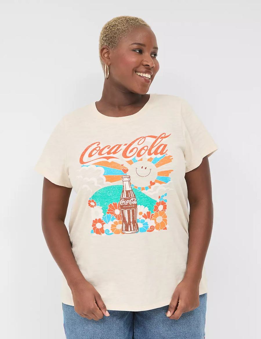 μπλουζακια γυναικεια Lane Bryant Coca-Cola Graphic Tee κρέμα ασπρα | IBO8417YL