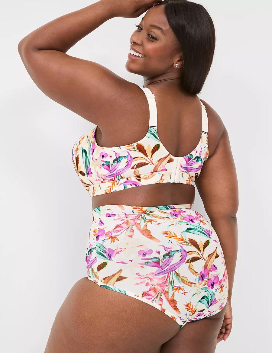 Κιλότα γυναικεια Lane Bryant Comfort Bliss High-Waist ασπρα Πολύχρωμο | IIF2041FI