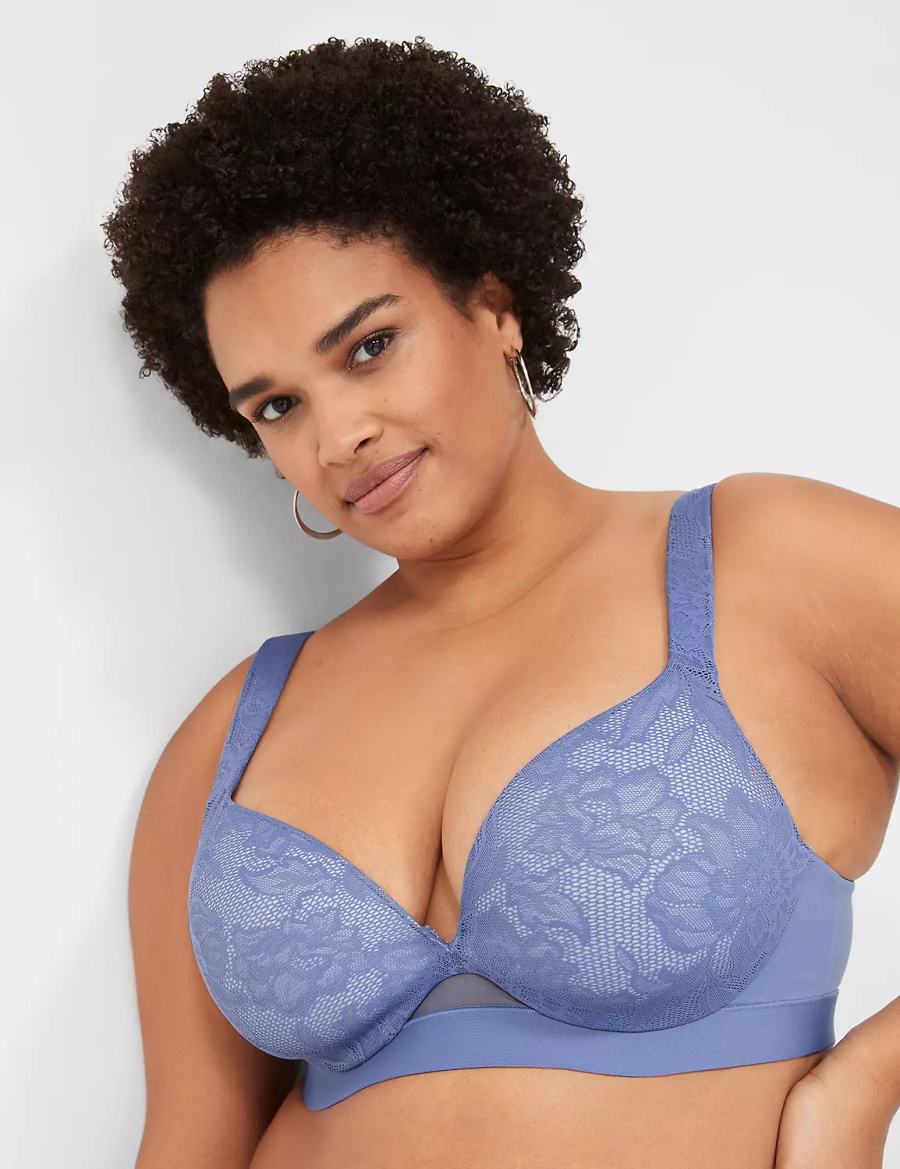 Μπραλέτες γυναικεια Lane Bryant Comfort Bliss Lightly Lined Plunge μπλε | PXS4959QA