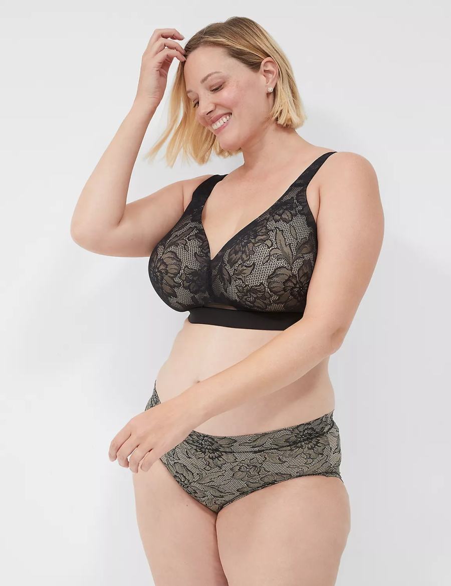 Μπραλέτες γυναικεια Lane Bryant Comfort Bliss Lightly Lined No-Wire With Lace μαυρα | DPG6490WT