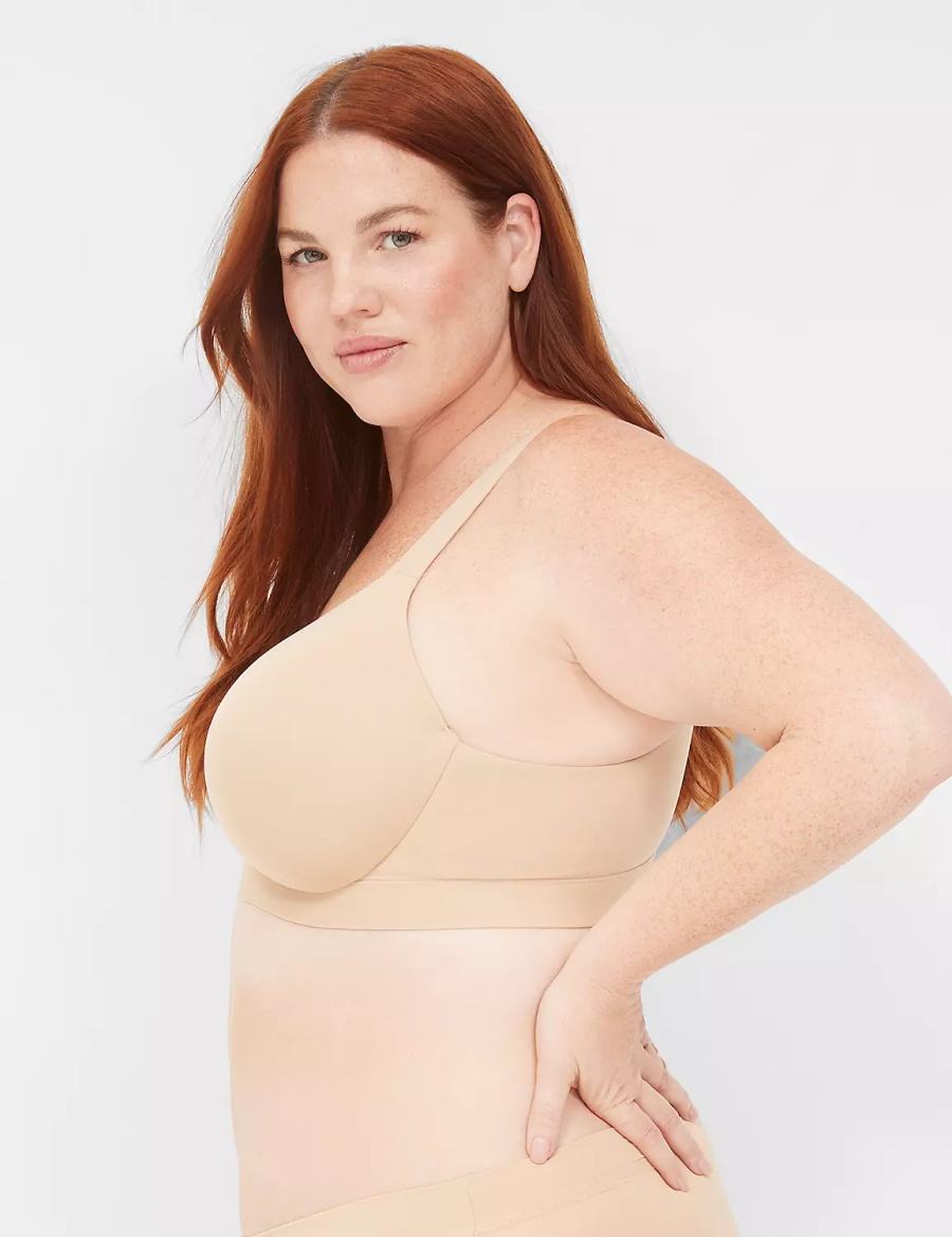 Μπραλέτες γυναικεια Lane Bryant Comfort Bliss Lightly Lined Plunge Μπεζ | IXW5955OM